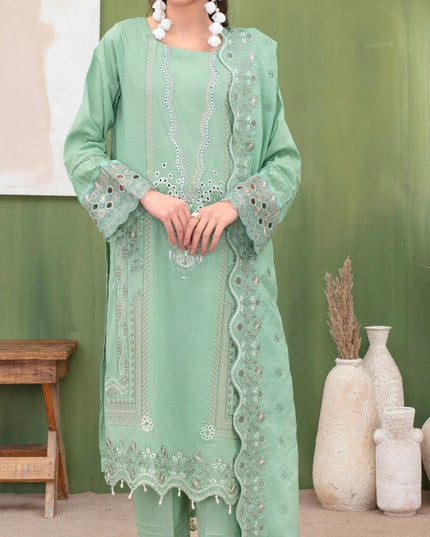 Embroidered Dobby Lawn with Makhmal Dupatta 3Pc - Gull e Rukh (Border) Book #608