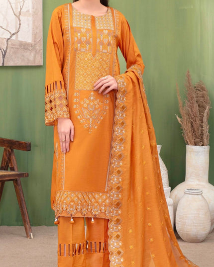 Embroidered Dobby Lawn with Makhmal Dupatta 3Pc - Gull e Rukh (Border) Book #608