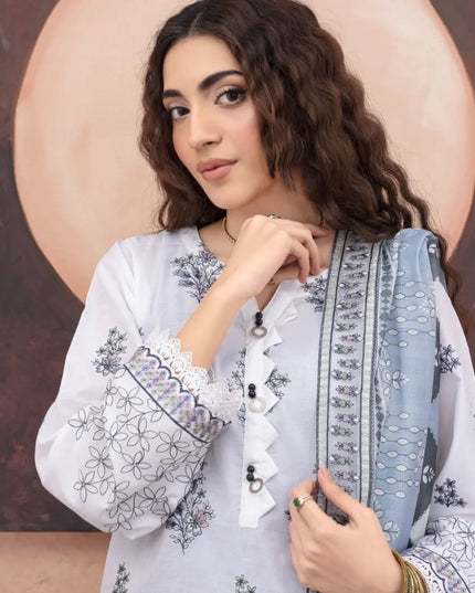 Dyed Premium Embroidered Lawn 3PC Unstitched - Gull e Rukh (Munark) Book #607