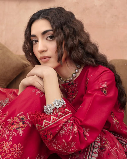 Dyed Premium Embroidered Lawn 3PC Unstitched - Gull e Rukh (Munark) Book #607