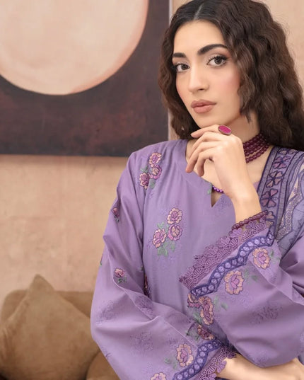 Dyed Premium Embroidered Lawn 3PC Unstitched - Gull e Rukh (Munark) Book #607