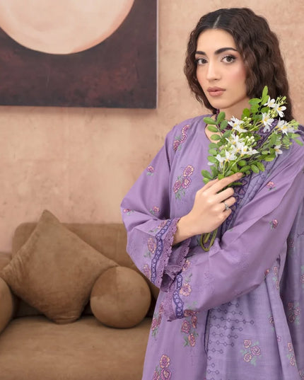 Dyed Premium Embroidered Lawn 3PC Unstitched - Gull e Rukh (Munark) Book #607