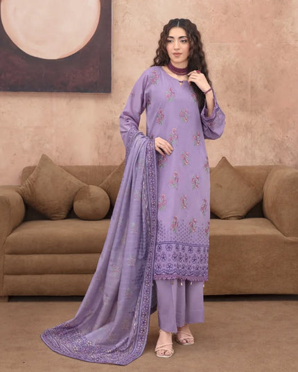 Dyed Premium Embroidered Lawn 3PC Unstitched - Gull e Rukh (Munark) Book #607