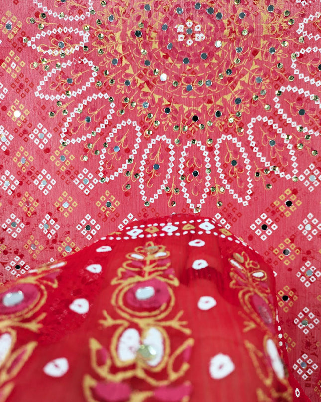 Fancy Chiffon with Chunnri, Mirror & Sitara Work Dupatta