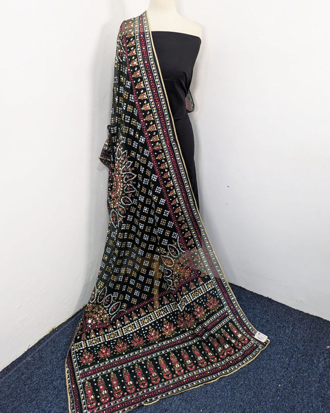 Fancy Chiffon with Chunnri, Mirror & Sitara Work Dupatta