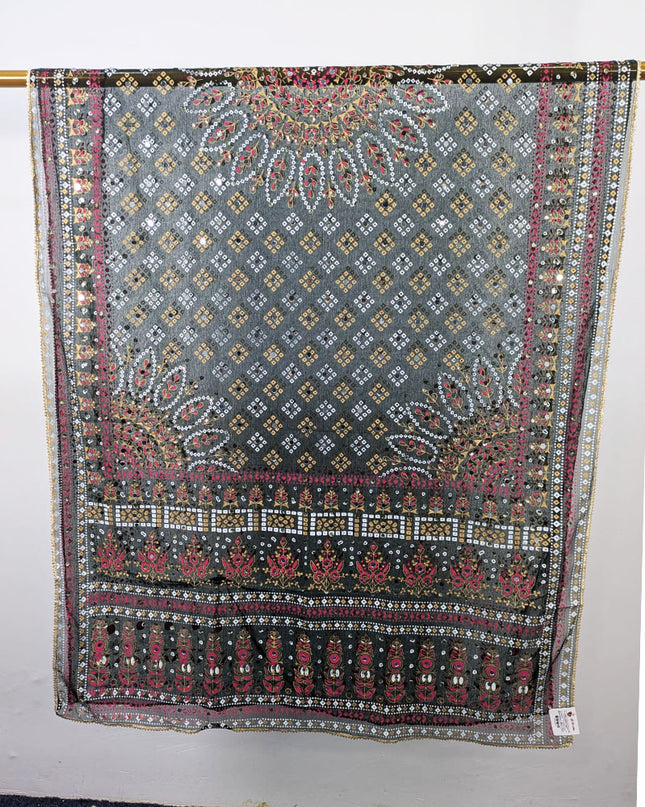 Fancy Chiffon with Chunnri, Mirror & Sitara Work Dupatta