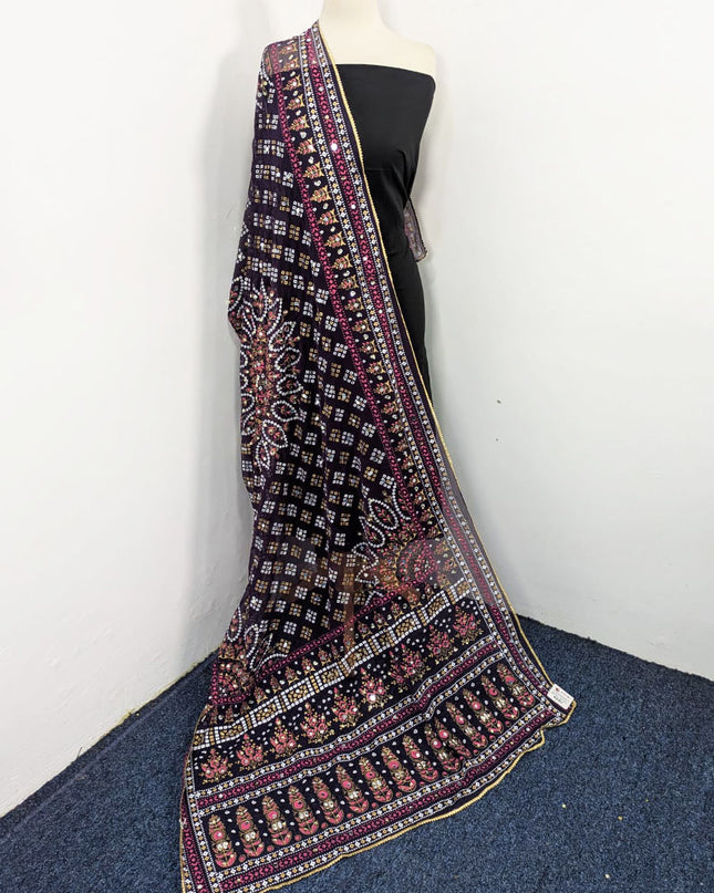 Fancy Chiffon with Chunnri, Mirror & Sitara Work Dupatta