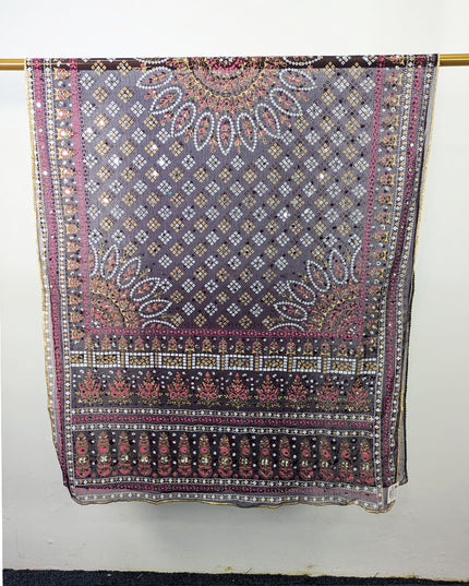 Fancy Chiffon with Chunnri, Mirror & Sitara Work Dupatta
