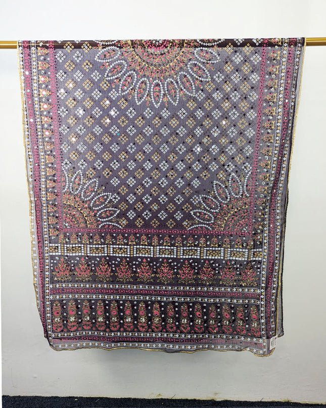 Fancy Chiffon with Chunnri, Mirror & Sitara Work Dupatta