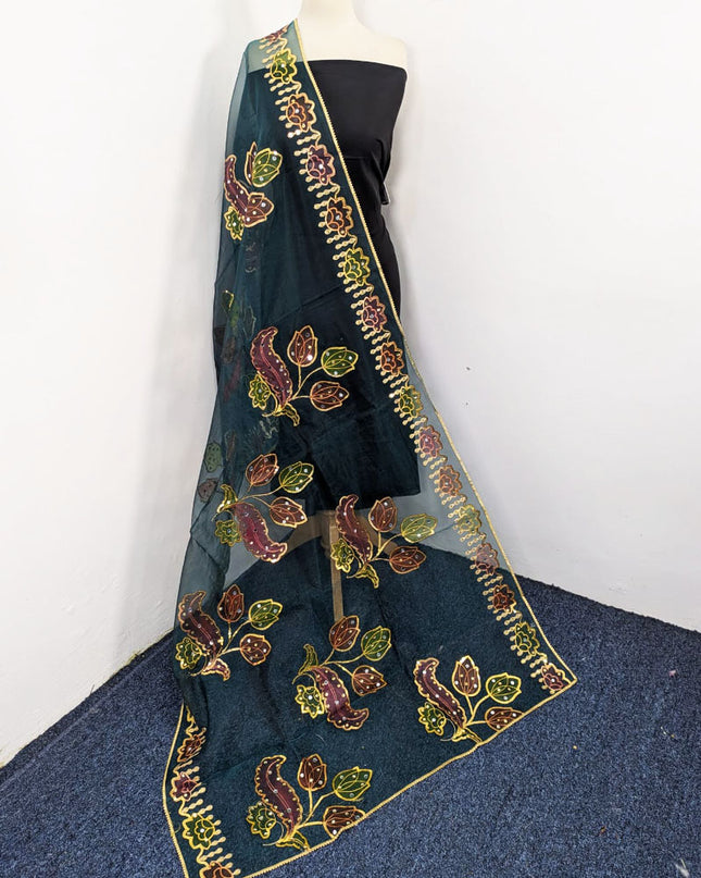 Fancy Organza with 3D Mirror + Sitara Work Dupatta