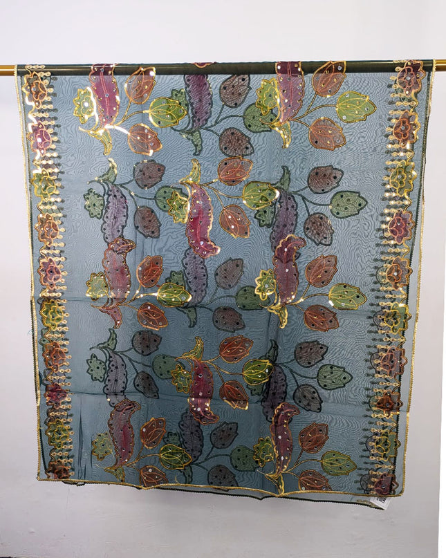 Fancy Organza with 3D Mirror + Sitara Work Dupatta