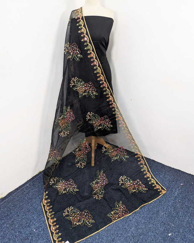 Organza with 3D Mirror + Sitara Work Dupatta (Ready To Wear)