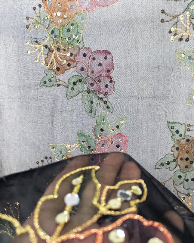 Organza with 3D Mirror + Sitara Work Dupatta (Ready To Wear)