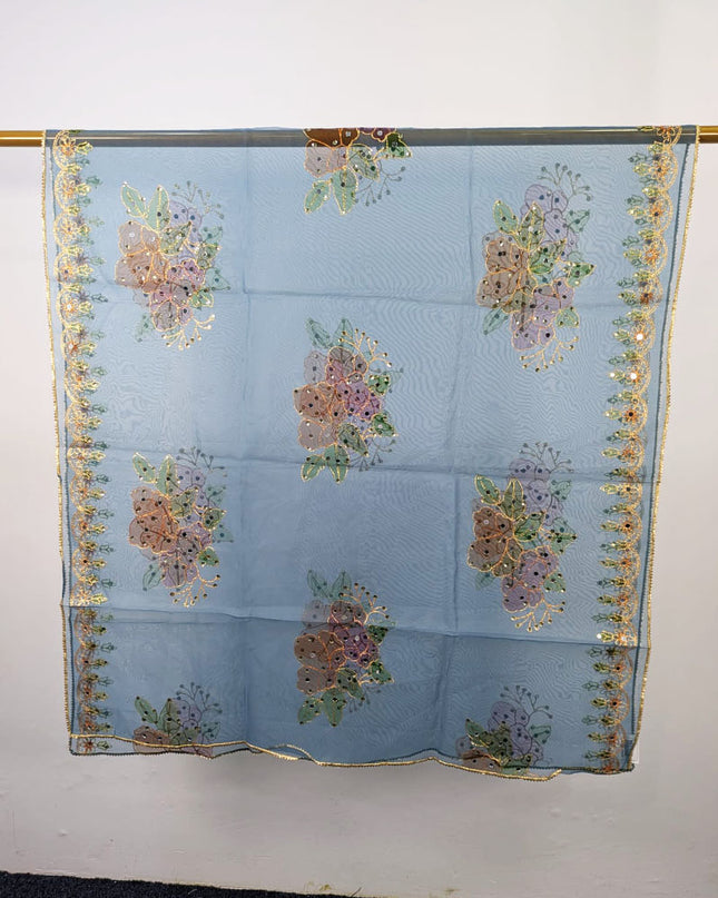 Organza with 3D Mirror + Sitara Work Dupatta (Ready To Wear)