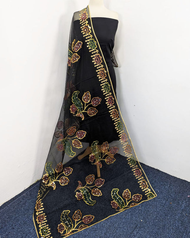 Fancy Organza with 3D Mirror + Sitara Work Dupatta