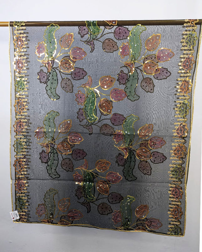 Fancy Organza with 3D Mirror + Sitara Work Dupatta