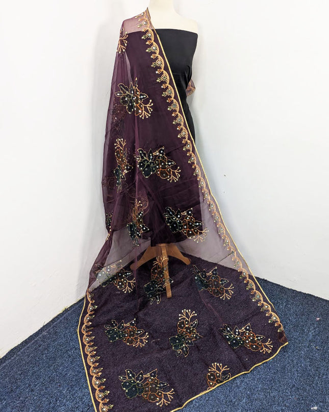 Organza with 3D Mirror + Sitara Work Dupatta (Ready To Wear)
