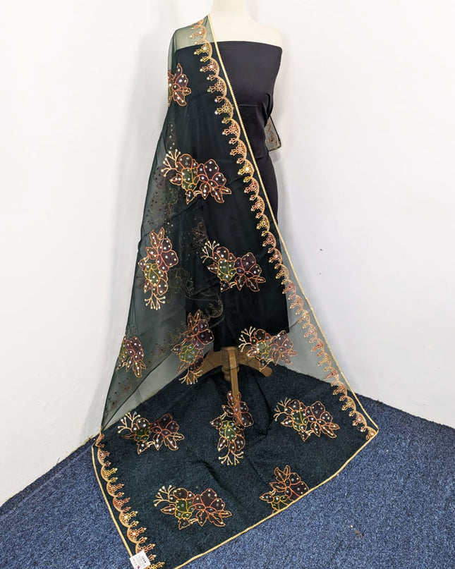 Organza with 3D Mirror + Sitara Work Dupatta (Ready To Wear)