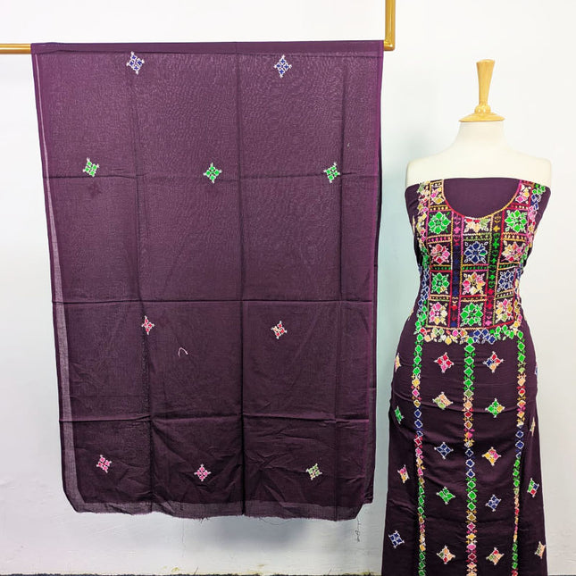 Balochi Pakka Tanka + Mirror Work Lawn 3Pc Unstitched