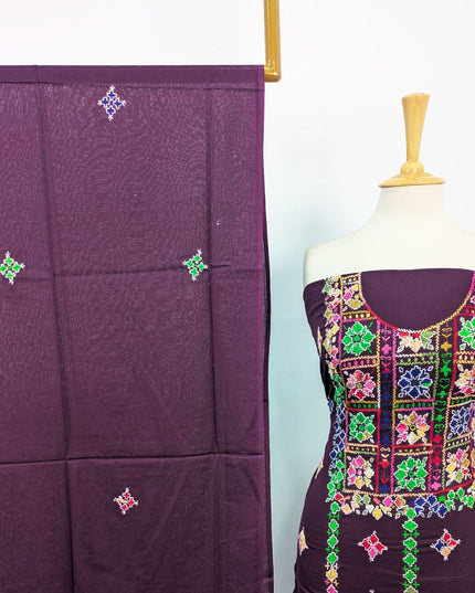 Balochi Pakka Tanka + Mirror Work Lawn 3Pc Unstitched