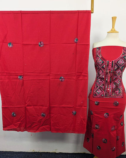 Lawn with Balochi Pakka Tanka + Mirror Work 3Pc Unstitched