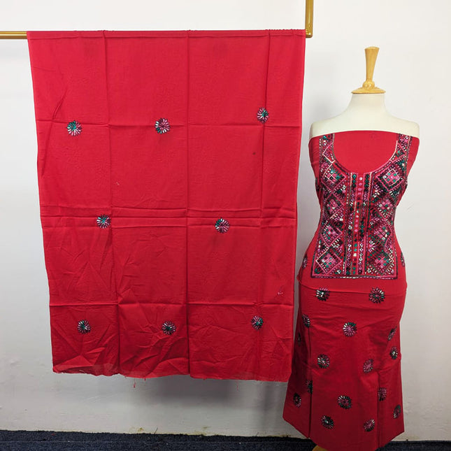 Lawn with Balochi Pakka Tanka + Mirror Work 3Pc Unstitched