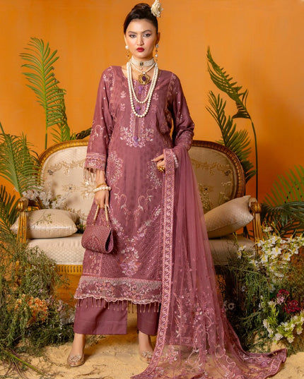 Embroidered Self Jaquard Lawn with Bamber Chiffon Dupatta - Mah e Rooh (Serene)