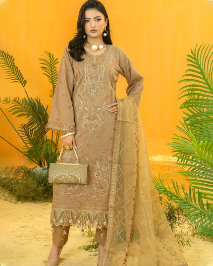 Embroidered Self Jaquard Lawn with Bamber Chiffon Dupatta - Mah e Rooh (Serene)