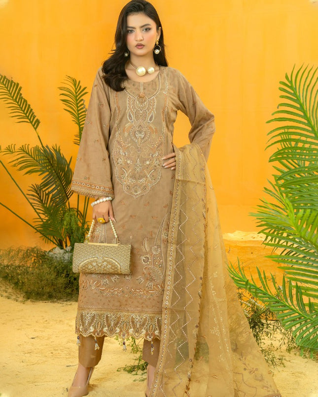 Embroidered Self Jaquard Lawn with Bamber Chiffon Dupatta - Mah e Rooh (Serene)