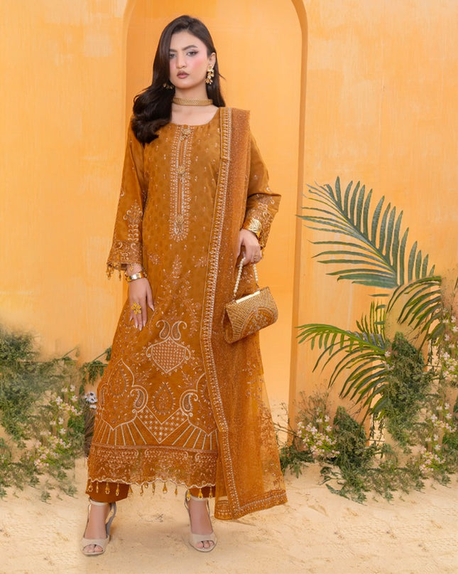Embroidered Self Jaquard Lawn with Bamber Chiffon Dupatta - Mah e Rooh (Serene)