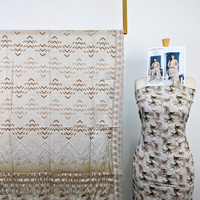 Digital Embroidered Lawn with Voil Dupatta 3Pc - Sobia Waseem (Mehwar 0.1)