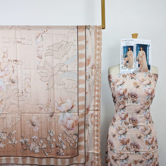 Fancy Digital Embroidered Lawn with Voil Dupatta 3Pc - Sobia Waseem (Mehwar 0.1)