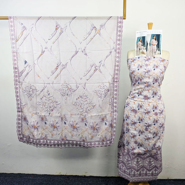 Digital Embroidered Lawn with Voil Dupatta 3Pc - Sobia Waseem (Mehwar 0.1)