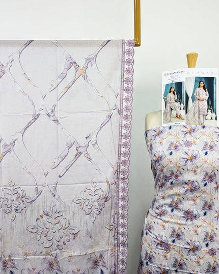 Digital Embroidered Lawn with Voil Dupatta 3Pc - Sobia Waseem (Mehwar 0.1)