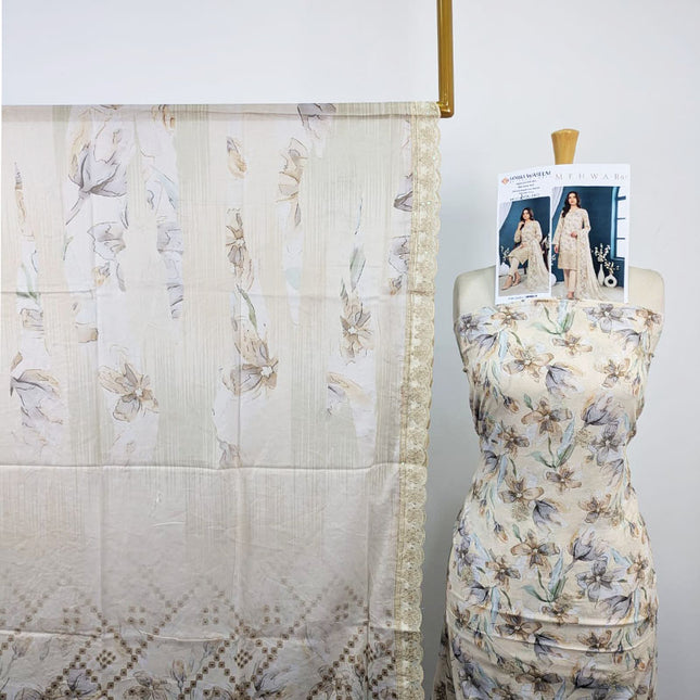 Fancy Digital Embroidered Lawn with Voil Dupatta 3Pc - Sobia Waseem (Mehwar 0.1)