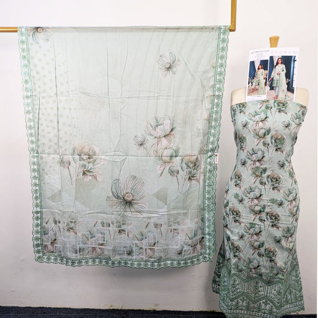 Digital Embroidered Lawn with Voil Dupatta 3Pc - Sobia Waseem (Mehwar 0.1)