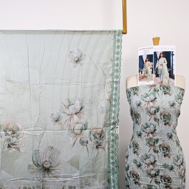 Digital Embroidered Lawn with Voil Dupatta 3Pc - Sobia Waseem (Mehwar 0.1)