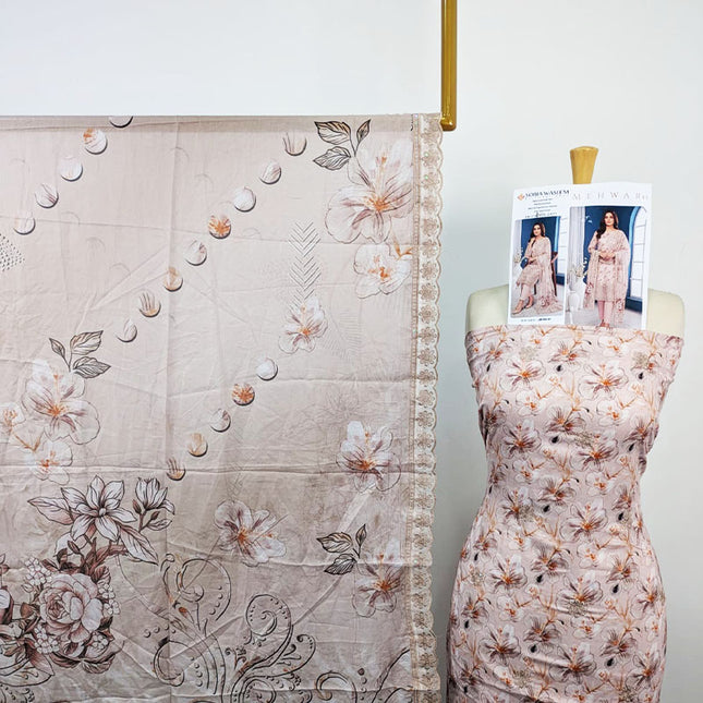 Digital Embroidered Lawn with Voil Dupatta 3Pc - Sobia Waseem (Mehwar 0.1)