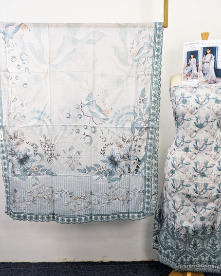 Fancy Digital Embroidered Lawn with Voil Dupatta 3Pc - Sobia Waseem (Mehwar 0.1)