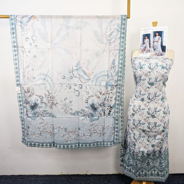 Fancy Digital Embroidered Lawn with Voil Dupatta 3Pc - Sobia Waseem (Mehwar 0.1)