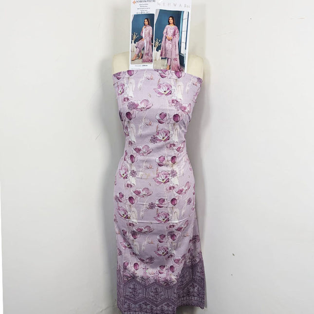 Digital Embroidered Lawn with Voil Dupatta 3Pc - Sobia Waseem (Mehwar 0.1)