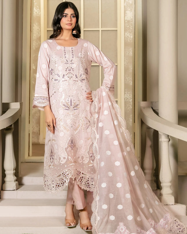 Fancy Embroidered Banarsi Broshia Lawn 3Pc - Tawakkal 2026