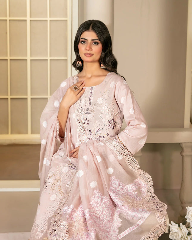 Fancy Embroidered Banarsi Broshia Lawn 3Pc - Tawakkal 2026