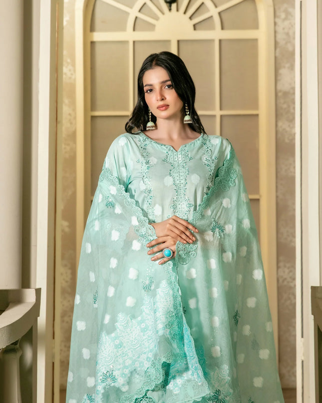 Fancy Embroidered Banarsi Broshia Lawn 3Pc - Tawakkal 2026