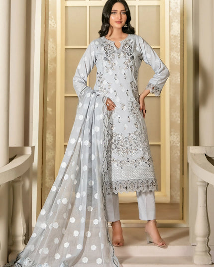Fancy Embroidered Banarsi Broshia Lawn 3Pc - Tawakkal 2026