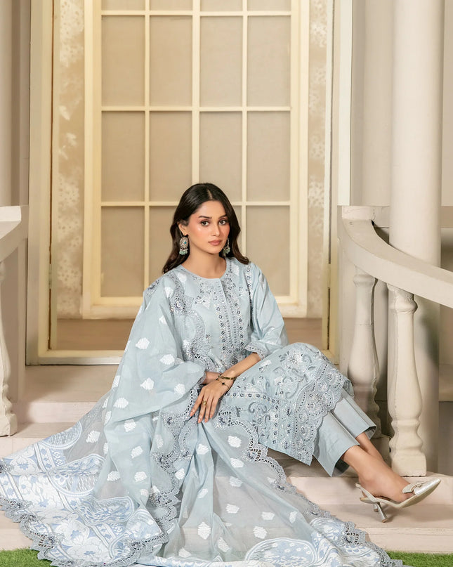 Fancy Embroidered Banarsi Broshia Lawn 3Pc - Tawakkal 2026