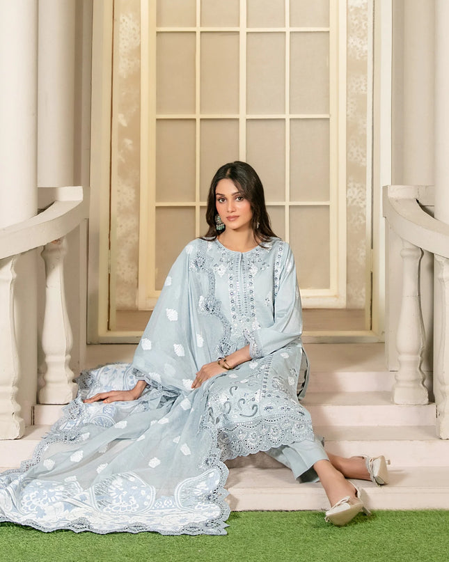 Fancy Embroidered Banarsi Broshia Lawn 3Pc - Tawakkal 2026