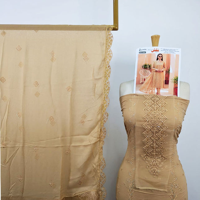 Exclusive Sequence Embroidered Dyed Lawn 3Pc Unstitched - Jazmin