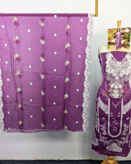 Fancy Sequence Embroidered Dyed Lawn 3Pc Unstitched - Jazmin