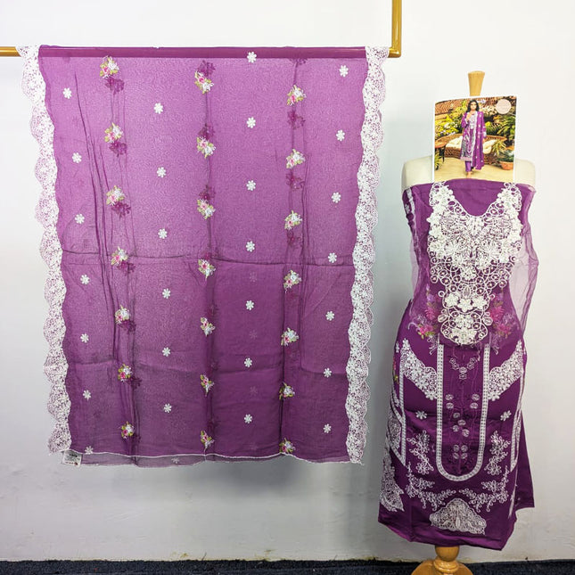 Fancy Sequence Embroidered Dyed Lawn 3Pc Unstitched - Jazmin